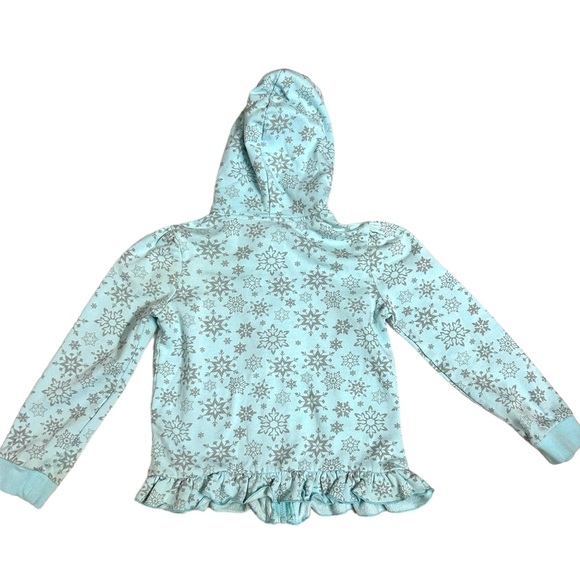 Disney Frozen Elsa Blue Snowflake Jacket with Hood Size 7/8 - Picture 3 of 9